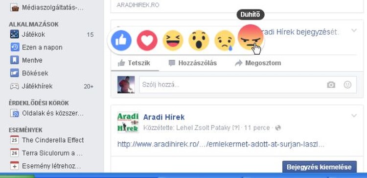 <em>Hír szerkesztése</em> Facebook: megjelentek az új hangulatgombok, de a „nem tetszik” késik